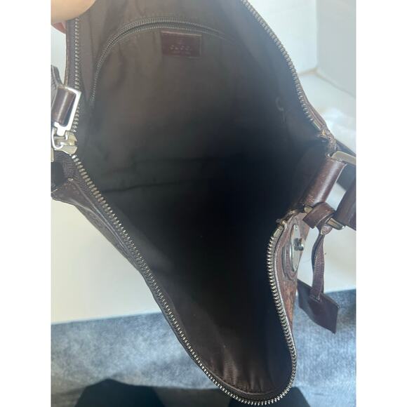 GUCCI Guccissima Unisex Shoulder Crossbody Bag Brown Leather GG Monogram - Picture 10 of 15